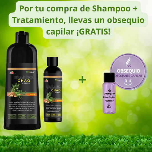 Shampoo Chao Canas +  tratamiento + Obsequio Capilar