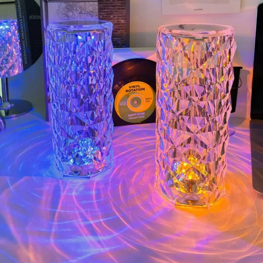 Lámpara de Mesa de Cristal que cambia de color a control remoto y táctil. PROMO 2x1